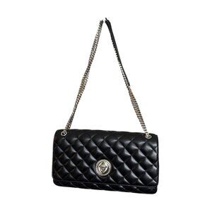 Versace Black Quilted Lambskin Leather Crossbody Shoulder Bag, 1013353, Italy